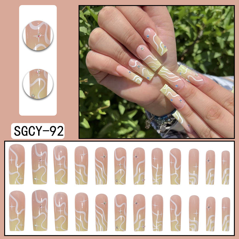 ｛SY-2｝Long section of Europe and the United States wear nail long pointed nail halo gradient plating nail patch nail piece finished products