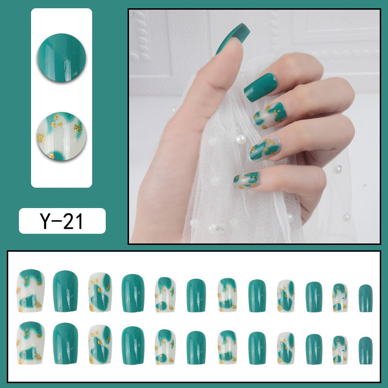 ｛YMJ-2｝Explosive false nail stickers wear nail finished nail piece removable blush nail girls cat eye gradient nail patch