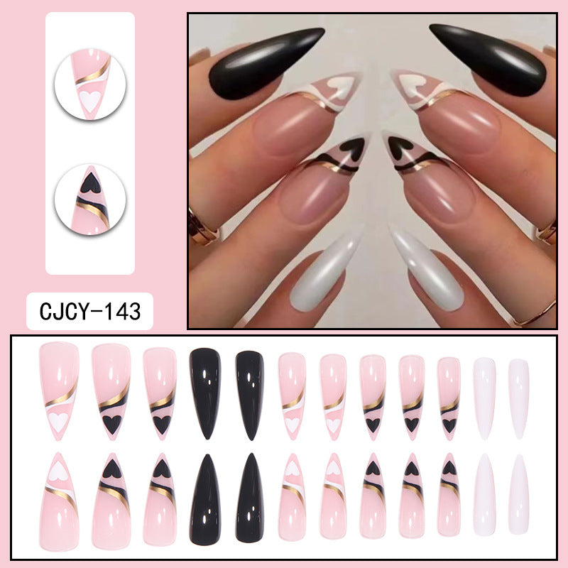 ｛CZJ-2｝Wearable nails long ins fake nails nail patches wearable nail art finished press on nails