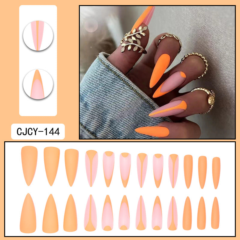 ｛CZJ-2｝Wearable nails long ins fake nails nail patches wearable nail art finished press on nails