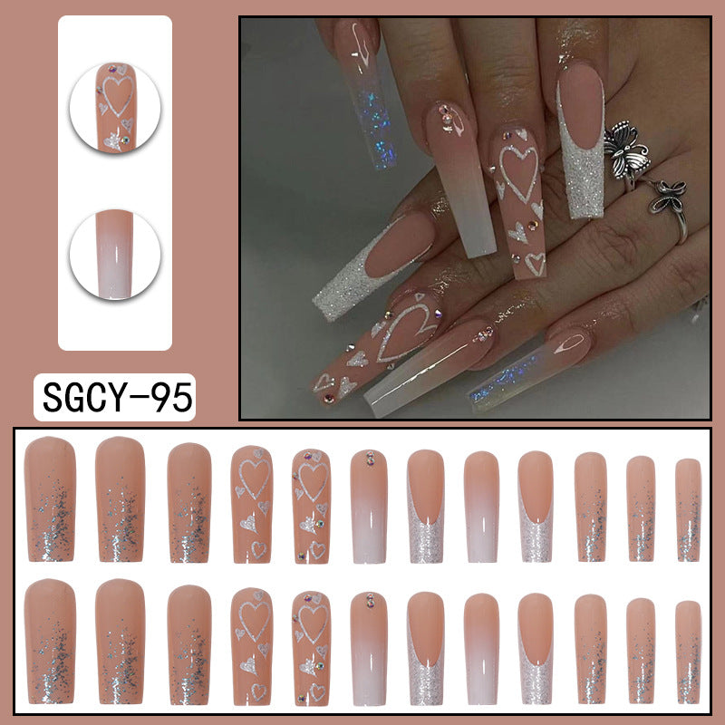 ｛SY-2｝Long section of Europe and the United States wear nail long pointed nail halo gradient plating nail patch nail piece finished products