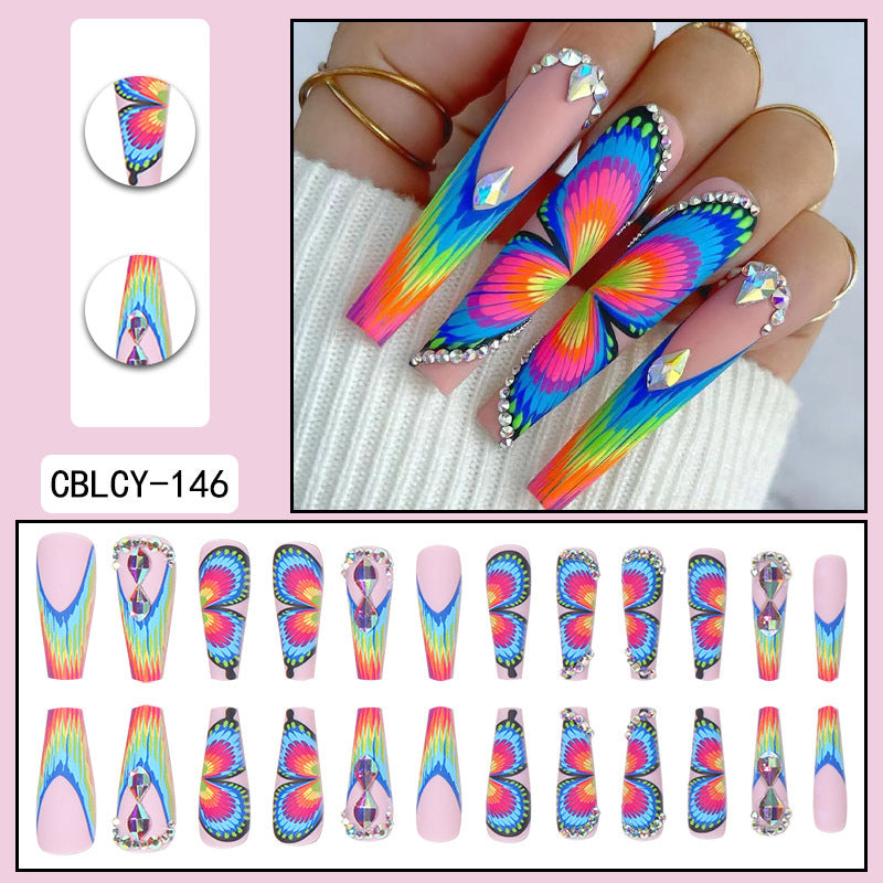 ｛CZJ-2｝Wearable nails long ins fake nails nail patches wearable nail art finished press on nails