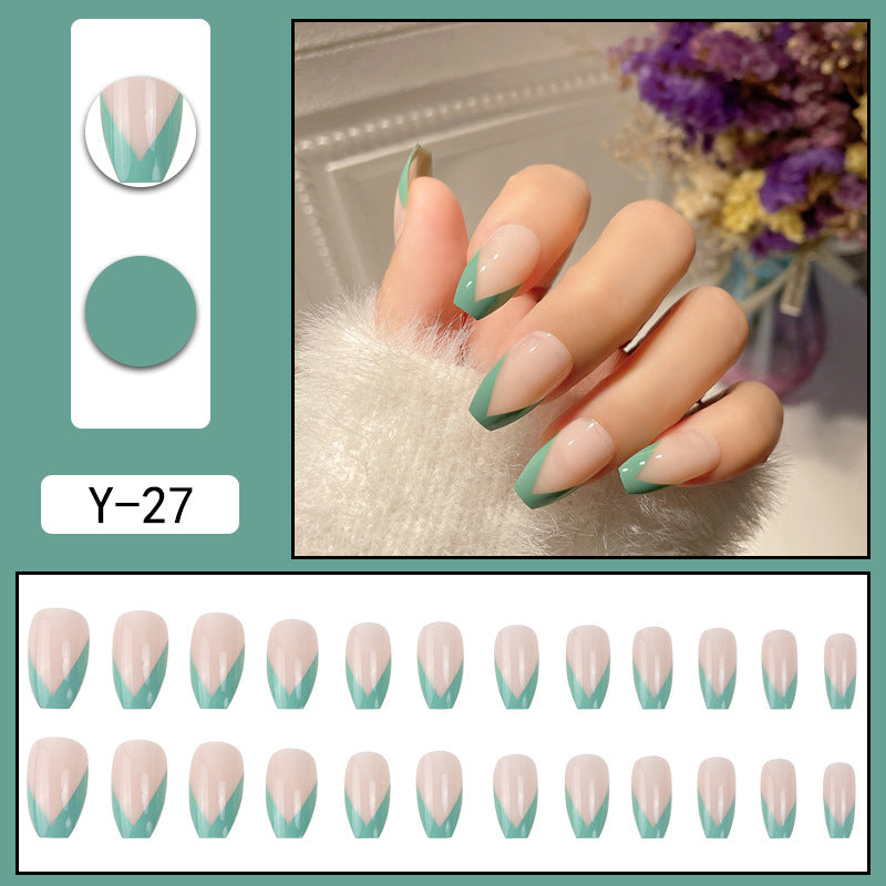 ｛YMJ-2｝Explosive false nail stickers wear nail finished nail piece removable blush nail girls cat eye gradient nail patch