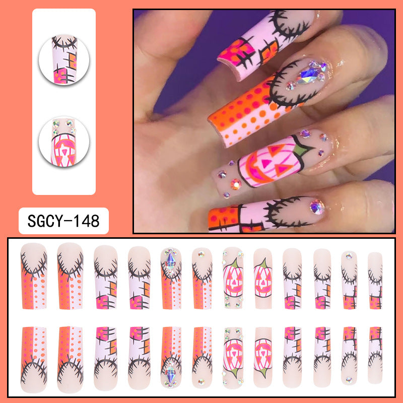 ｛CZJ-2｝Wearable nails long ins fake nails nail patches wearable nail art finished press on nails