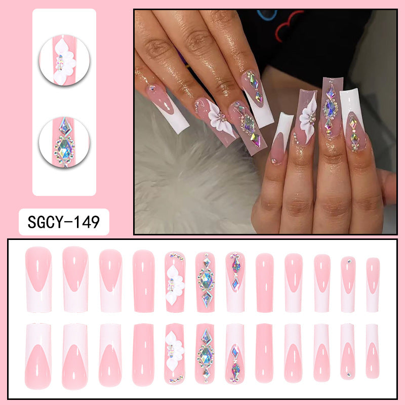 ｛CZJ-2｝Wearable nails long ins fake nails nail patches wearable nail art finished press on nails