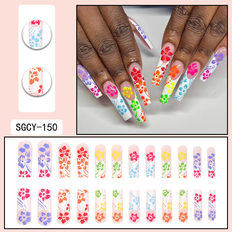 ｛CZJ-2｝Wearable nails long ins fake nails nail patches wearable nail art finished press on nails