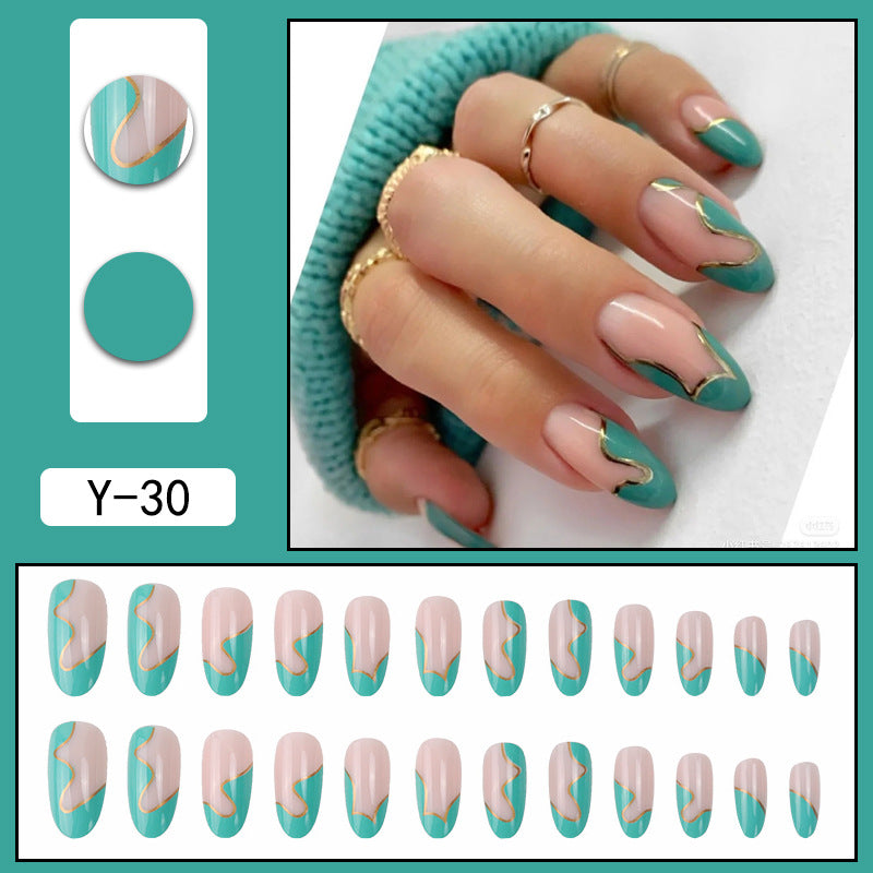 ｛YMJ-2｝Explosive false nail stickers wear nail finished nail piece removable blush nail girls cat eye gradient nail patch