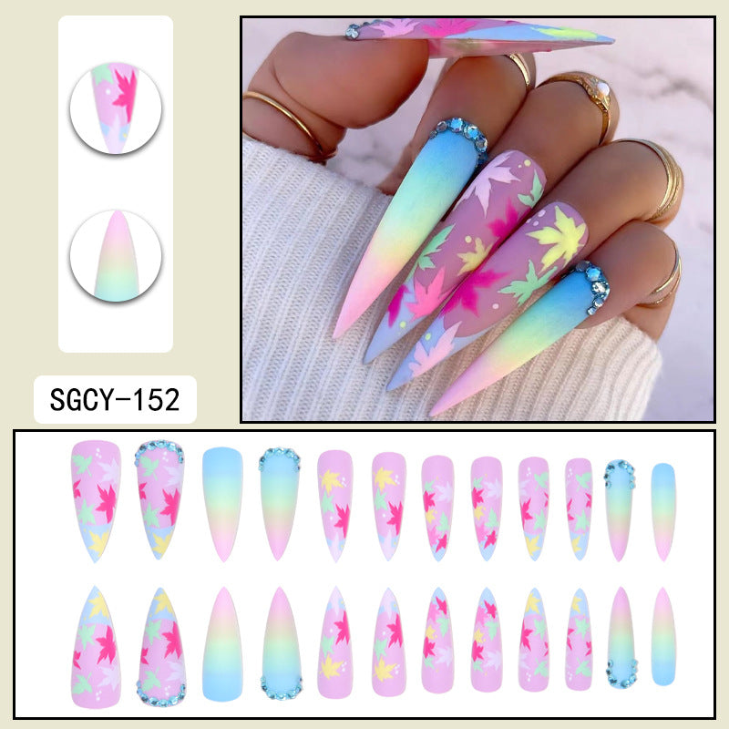 ｛CZJ-2｝Wearable nails long ins fake nails nail patches wearable nail art finished press on nails