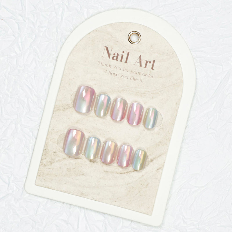 10-piece set of handmade nail decals, featuring cat eyes and pink butterflies, Ins-style