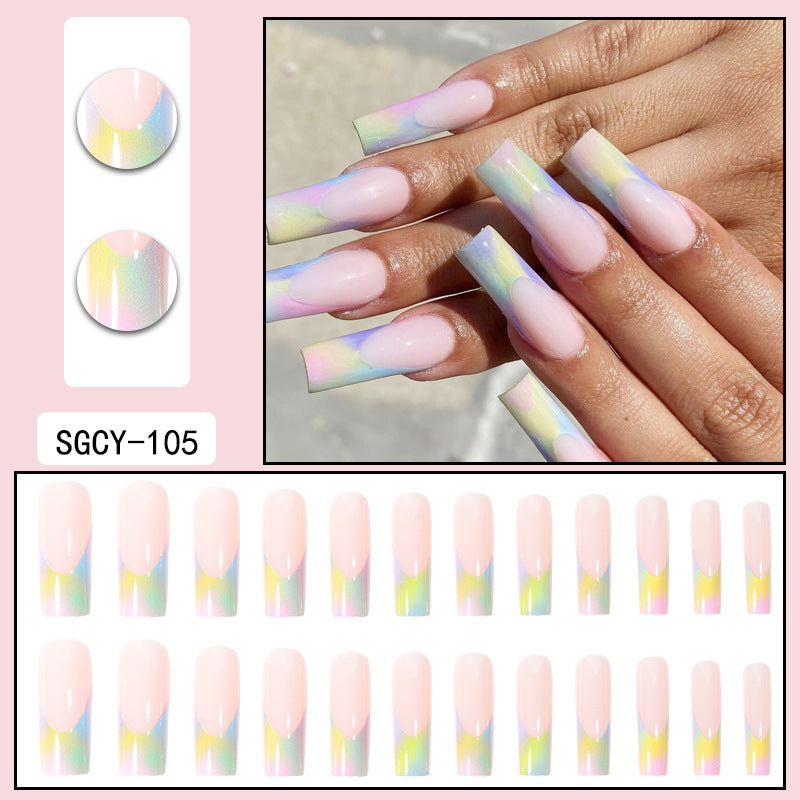 ｛SY-2｝Long section of Europe and the United States wear nail long pointed nail halo gradient plating nail patch nail piece finished products