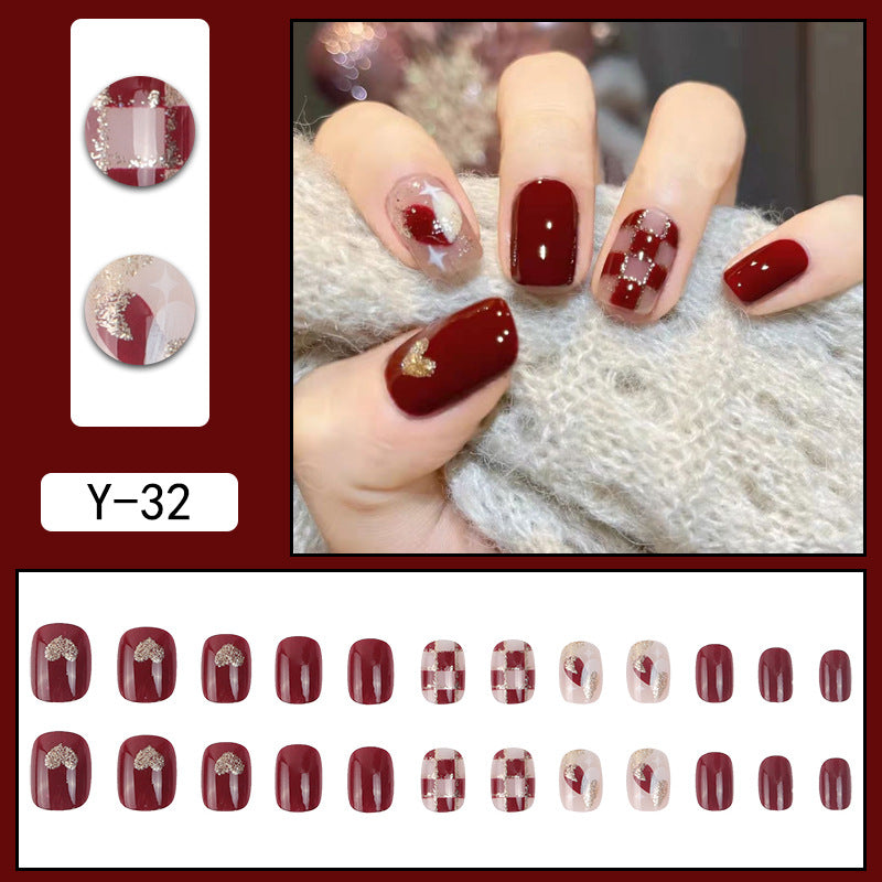 ｛YMJ-2｝Explosive false nail stickers wear nail finished nail piece removable blush nail girls cat eye gradient nail patch