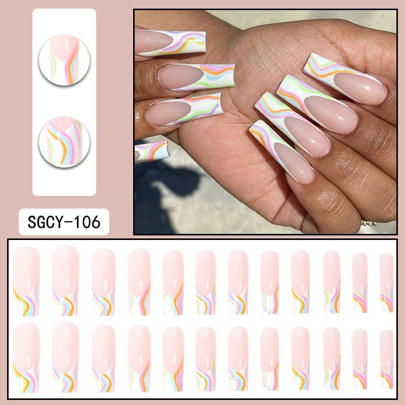 ｛SY-2｝Long section of Europe and the United States wear nail long pointed nail halo gradient plating nail patch nail piece finished products