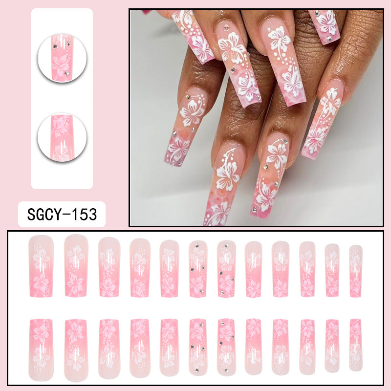 ｛CZJ-2｝Wearable nails long ins fake nails nail patches wearable nail art finished press on nails