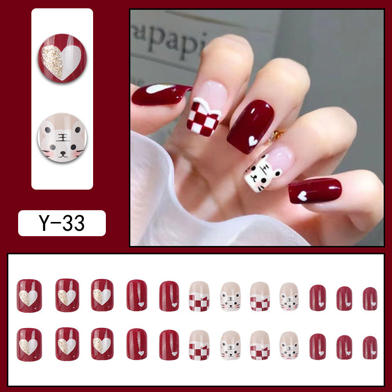 ｛YMJ-2｝Explosive false nail stickers wear nail finished nail piece removable blush nail girls cat eye gradient nail patch