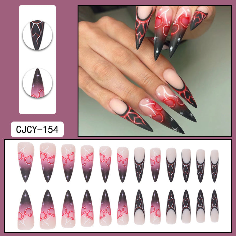 ｛CZJ-2｝Wearable nails long ins fake nails nail patches wearable nail art finished press on nails