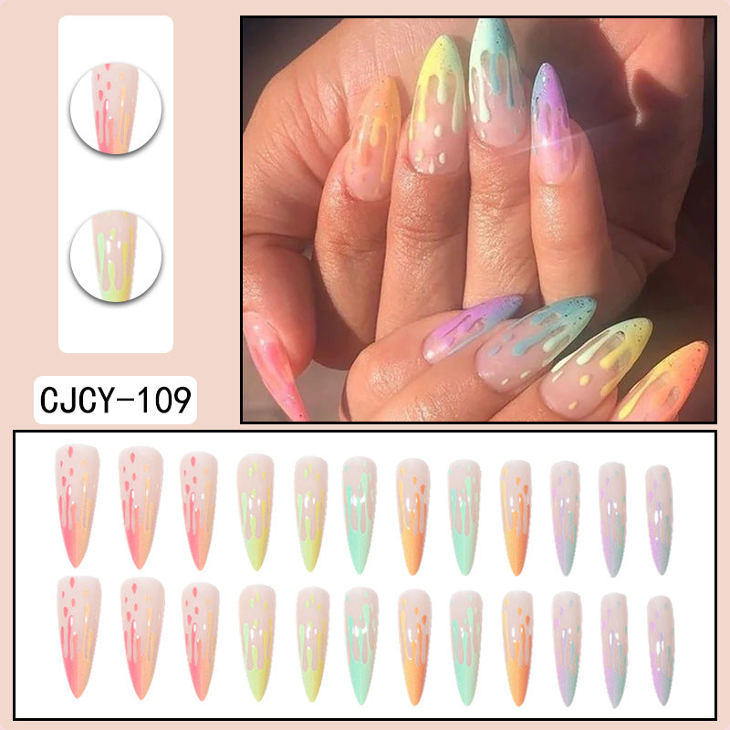 ｛SY-2｝Long section of Europe and the United States wear nail long pointed nail halo gradient plating nail patch nail piece finished products