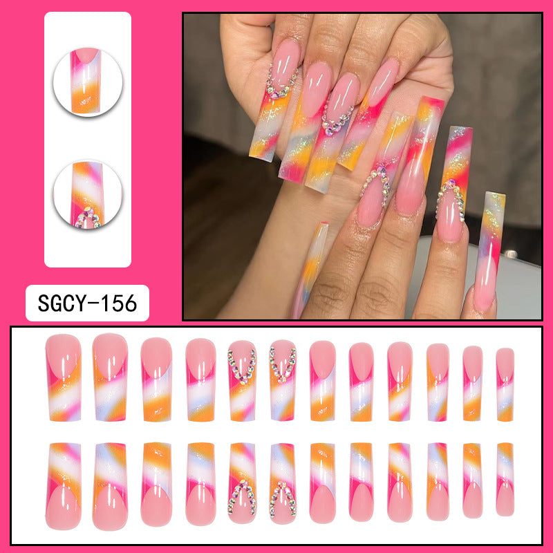 ｛CZJ-2｝Wearable nails long ins fake nails nail patches wearable nail art finished press on nails