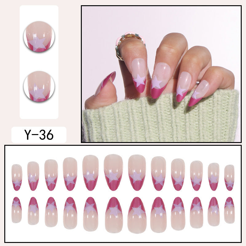 ｛YMJ-2｝Explosive false nail stickers wear nail finished nail piece removable blush nail girls cat eye gradient nail patch