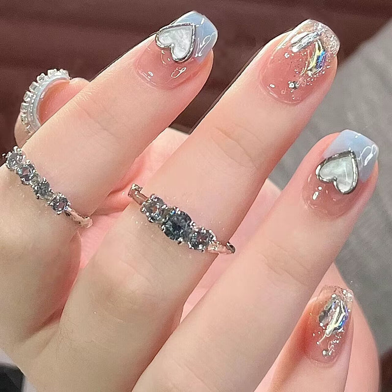 Ice translucent colour handmade cat eye wear nail nail art patches nail stickers removable nail pieces finished false nails