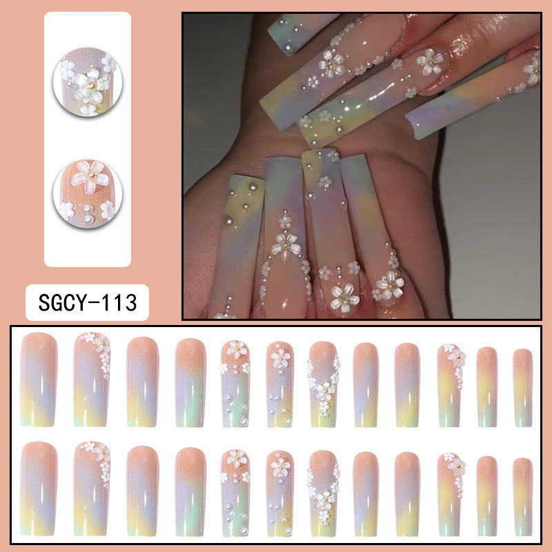 ｛SY-2｝Long section of Europe and the United States wear nail long pointed nail halo gradient plating nail patch nail piece finished products