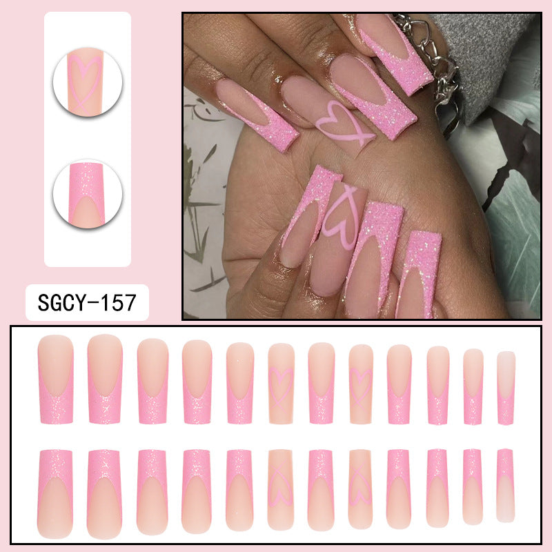 ｛CZJ-2｝Wearable nails long ins fake nails nail patches wearable nail art finished press on nails