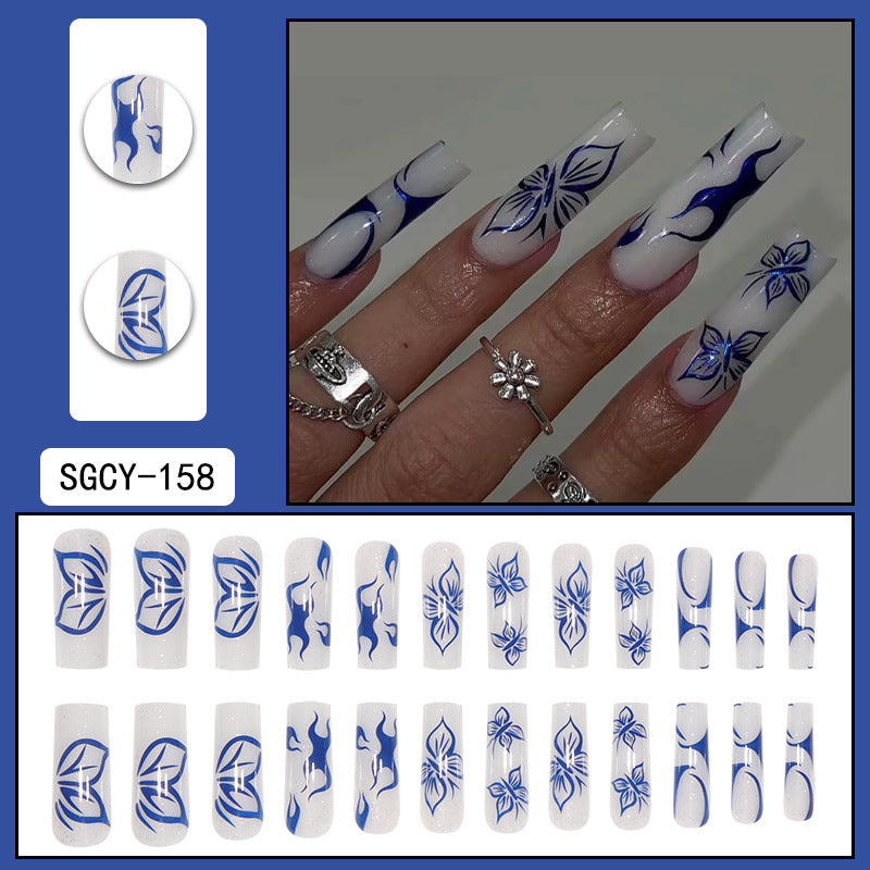 ｛CZJ-2｝Wearable nails long ins fake nails nail patches wearable nail art finished press on nails