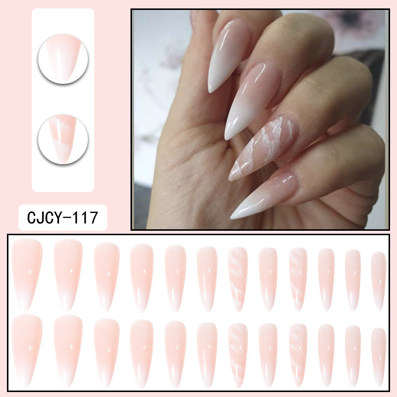 ｛SY-2｝Long section of Europe and the United States wear nail long pointed nail halo gradient plating nail patch nail piece finished products