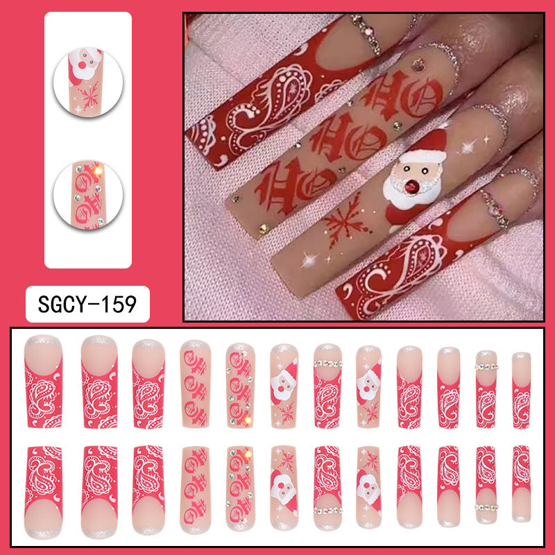 ｛CZJ-2｝Wearable nails long ins fake nails nail patches wearable nail art finished press on nails