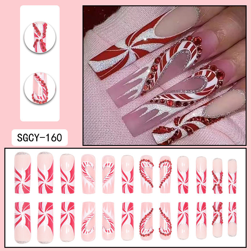 ｛CZJ-2｝Wearable nails long ins fake nails nail patches wearable nail art finished press on nails