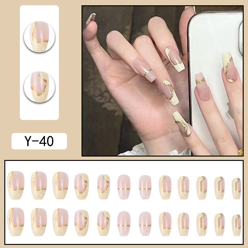 ｛YMJ-2｝Explosive false nail stickers wear nail finished nail piece removable blush nail girls cat eye gradient nail patch