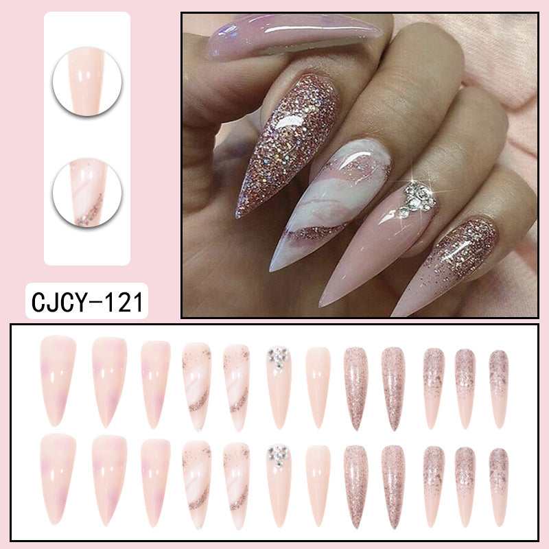 ｛SY-2｝Long section of Europe and the United States wear nail long pointed nail halo gradient plating nail patch nail piece finished products