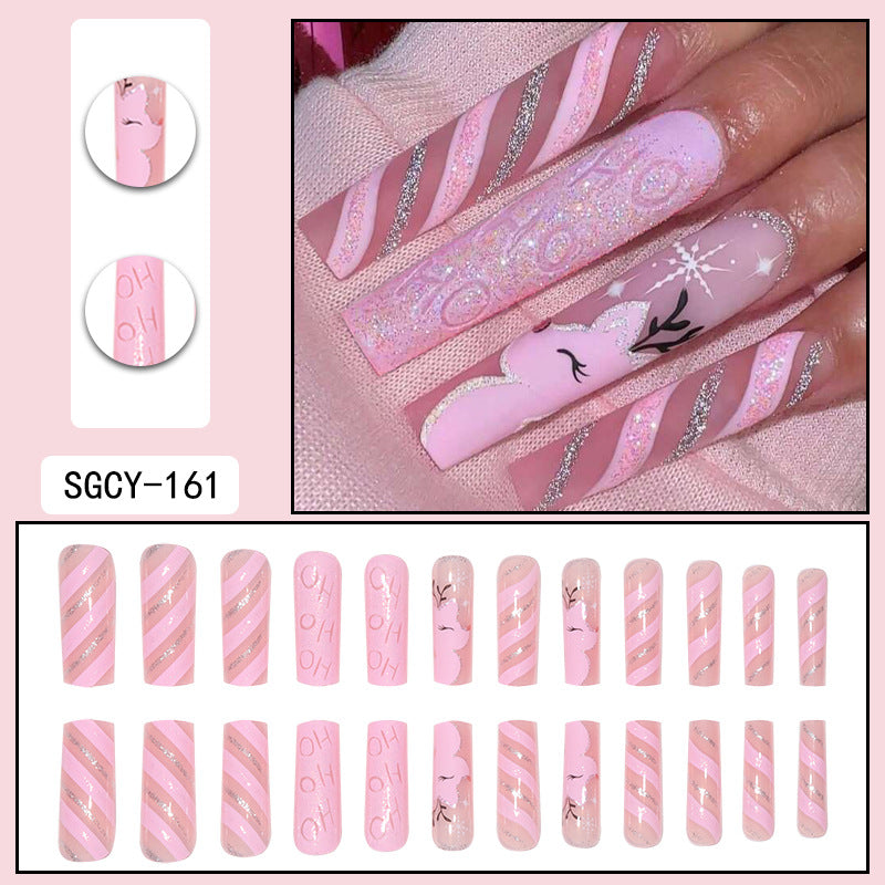 ｛CZJ-2｝Wearable nails long ins fake nails nail patches wearable nail art finished press on nails