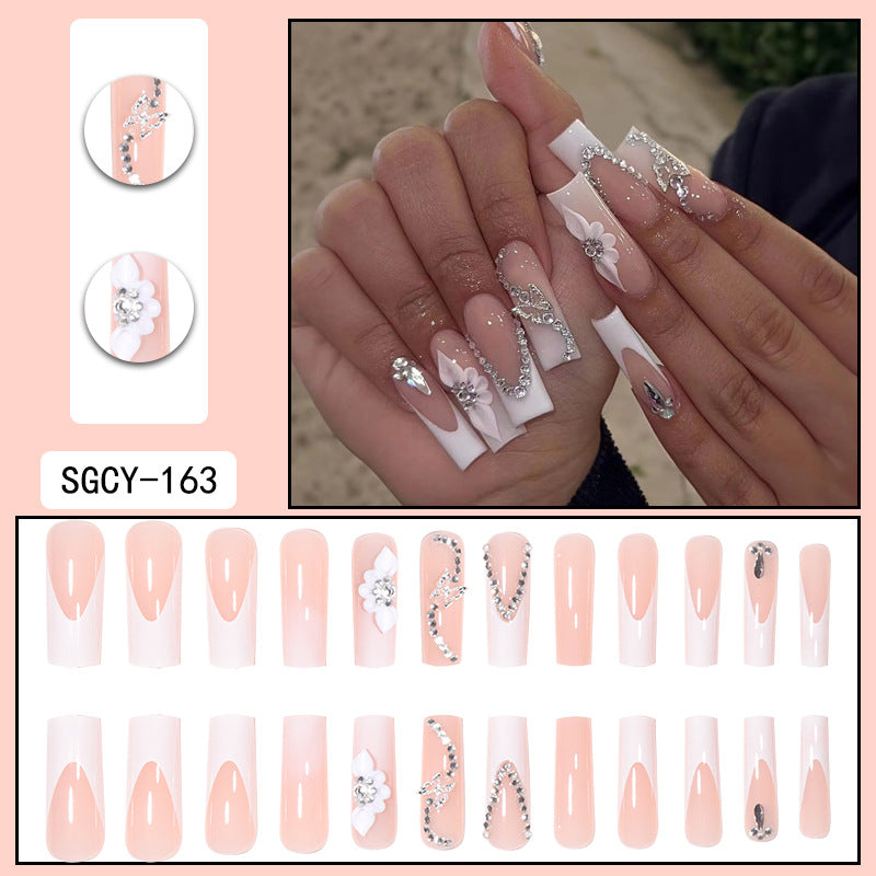 ｛CZJ-2｝Wearable nails long ins fake nails nail patches wearable nail art finished press on nails