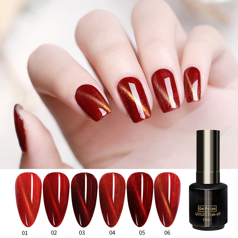 NGPF037 new red cat eye, 9d universal nail glue, moonlight transparent, aurora smoothie nail polish set