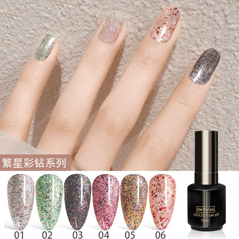 NGPF018 Glitter Sequin High Gloss Mermaid Ji Aurora Powder Nail Polish Set