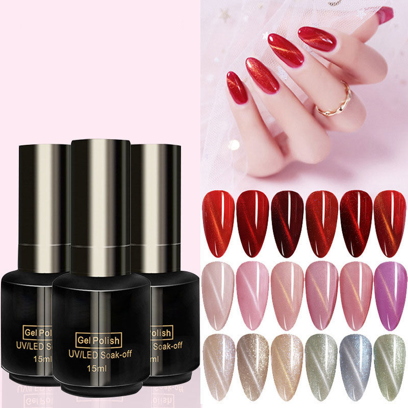 NGPF019 net red galaxy starry sky, pink crystal cat eye nail polish, flowing golden phototherapy gel set