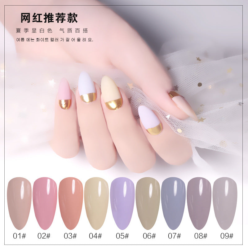 NGPF008 Morandi Macaron Nail Polish Glue Barbie Nude Summer Ice Transparent Candy Color