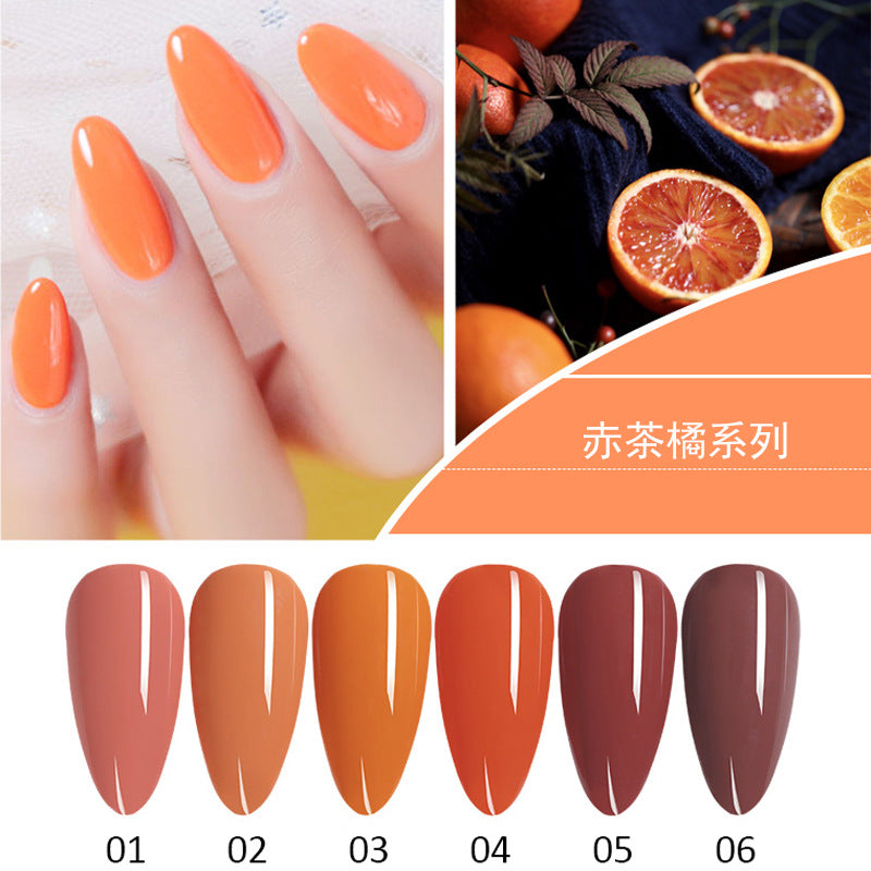 NGPF029 Red Tea Orange Series 6 Color Nail Polish Glue Orange Dirty Orange Earth Orange Phototherapy Glue