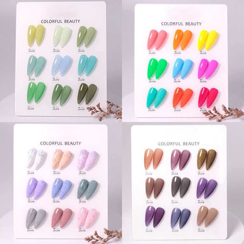 NGPF005 Ice Transparent Color Nail Polish Glue Set, Glitter Cat Eye Phototherapy Glue