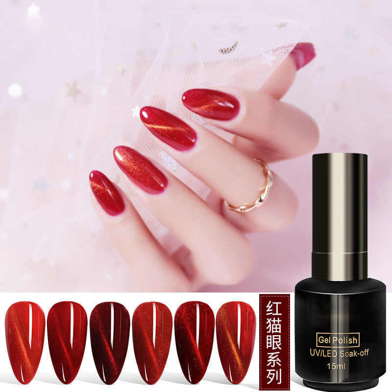 NGPF019 net red galaxy starry sky, pink crystal cat eye nail polish, flowing golden phototherapy gel set