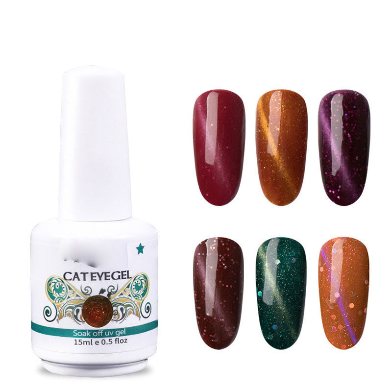 NGMB034 Colorful Starry Sky Chameleon Cat Eye Nail Polish