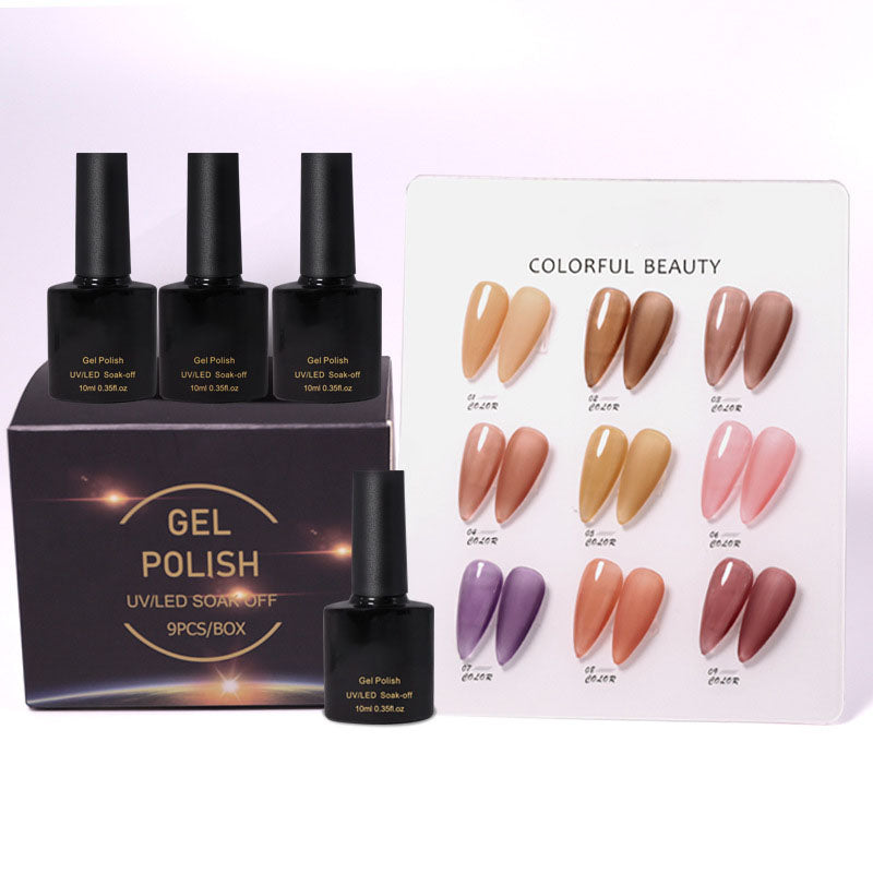 NGPF005 Ice Transparent Color Nail Polish Glue Set, Glitter Cat Eye Phototherapy Glue