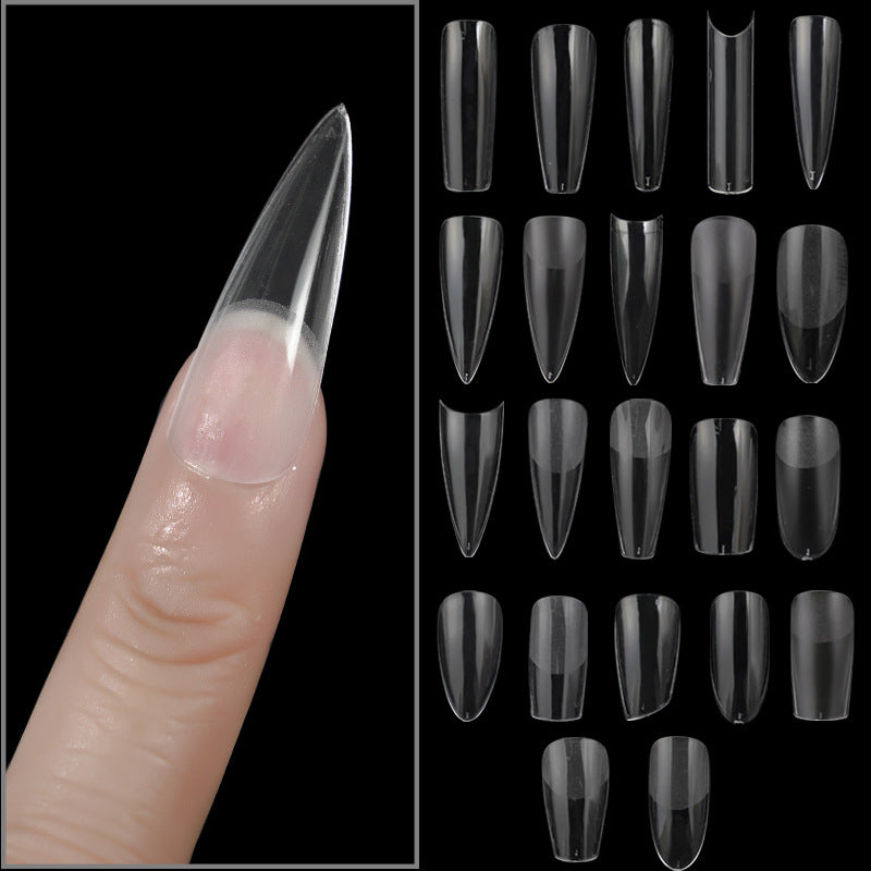 TD061 Explosive manicure nail piece ultra-thin no trace frosted long water droplet almond porcelain white box fake nail wear nail patch nail piece