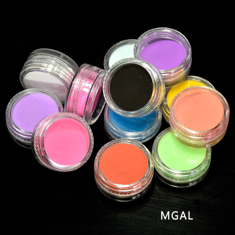 FB099  12Box(2.5ml) Nail Acrylic Pigment Powder 12-Color(Black/Pink..) Acrylic Powder Building Carving Nails Decor Glitter Pigment 6Box