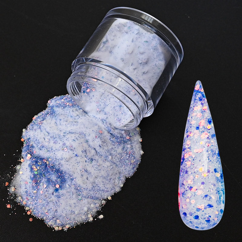 FA125 FA126 FA127 New Acrylic System Powder Dipping 2in1 Mixed Chunky Glitter 10g/box Chameleon Flashing Manicure Clear Acrylic Powder 2in1