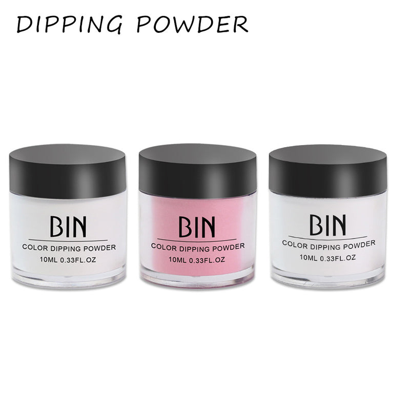 FB101 10g/Bottle 3-Base-Colors Professional Acrylic Dipping Powder Clear/White/Deep Pink Manicure DIY Convenient Nail DIPPOWDER 