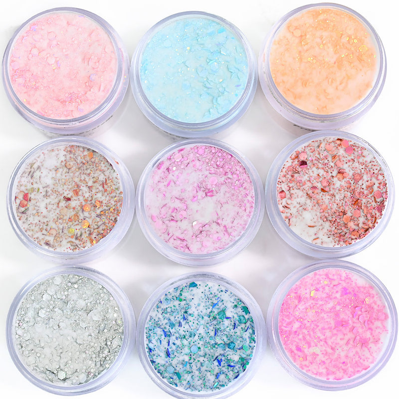 FOZ180 1oz/Bottle Korean Big Sequins Acrylictips Build Powder Professional Chunky Glitter Acrylic Powder Chameleon Flashing Acrylics 11