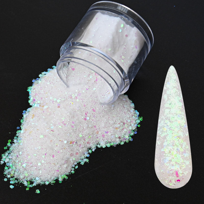 FA125 FA126 FA127 New Acrylic System Powder Dipping 2in1 Mixed Chunky Glitter 10g/box Chameleon Flashing Manicure Clear Acrylic Powder 2in1