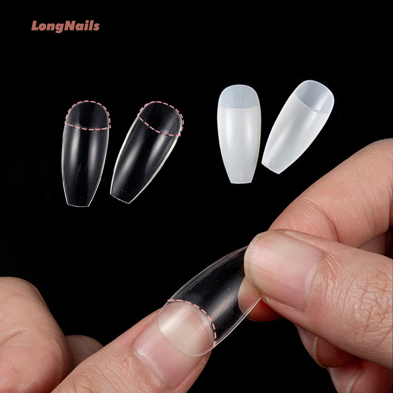 TD90 10*50pcs Ballerina Half Fake Tips Ballet T Clear Nail Extension Fingertips Nature Oval Half False Nails Press on Fake Nails HD89