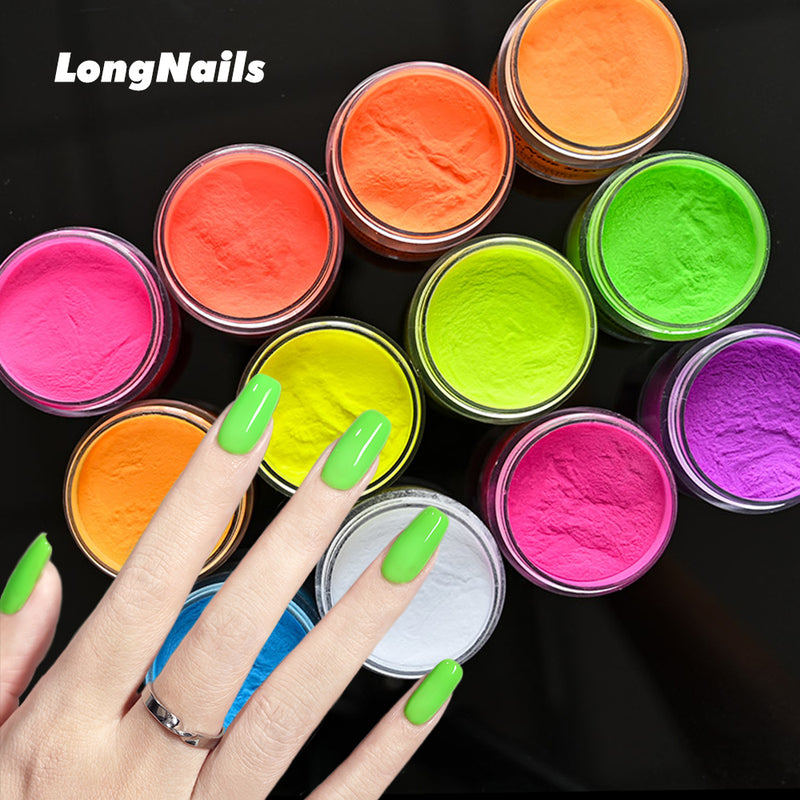 FOZ087 1 oz 28g Rainbow Neon Acrylic Powder Bright Color in Dim Light Dipping Dust Profession Build Nail Extend Sculpture Acrylic 3in 1